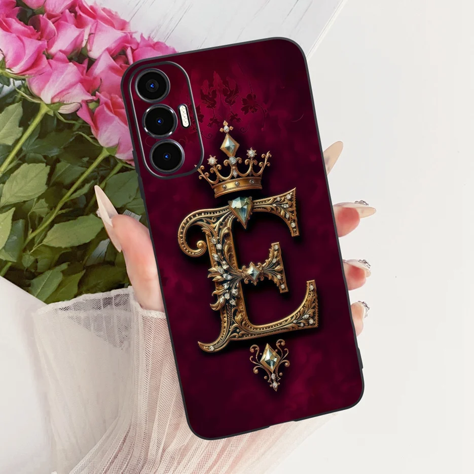 ل Tecno Pova 3 حافظة LF7n الفاخرة تاج رسائل غطاء لينة حافظة هاتف من البولي يوريثان ل Tecno Pova Neo 3 LH6n Pova3 PovaNeo3 Fundas الوفير