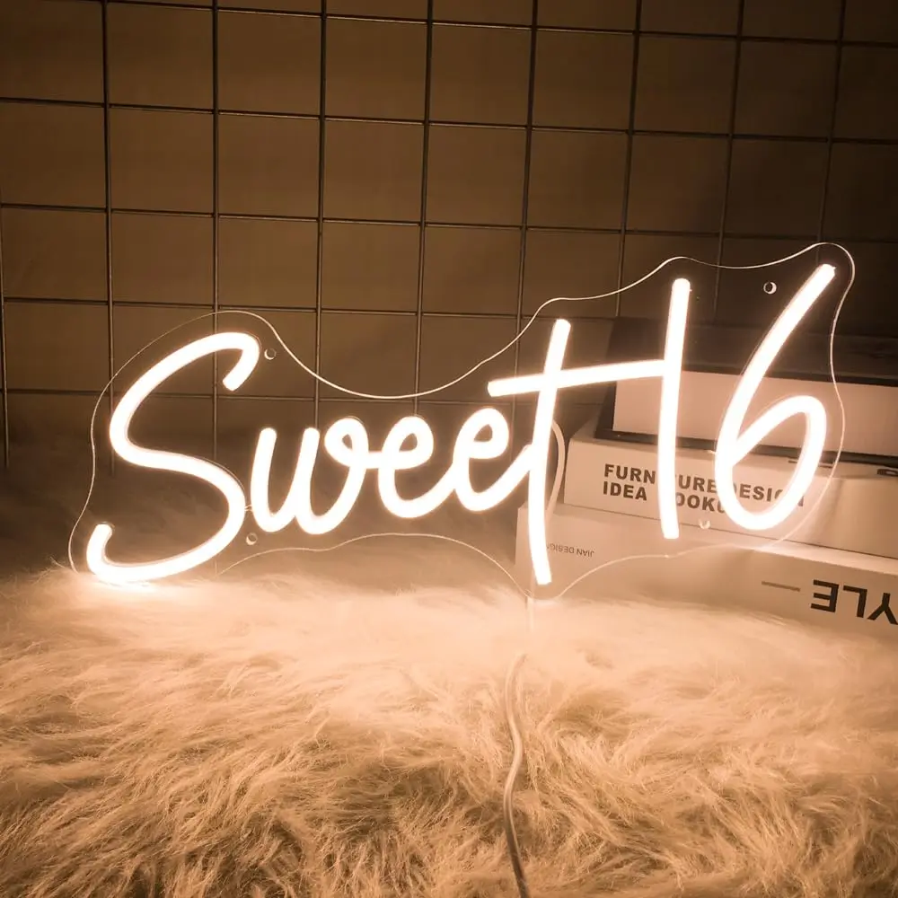 

Sweet 16 Neon Sign with Dimmer Switch 16th Birthday Party Sign, Sweet Sixteen Party Supplies, Happy 16th Birthday Decorations