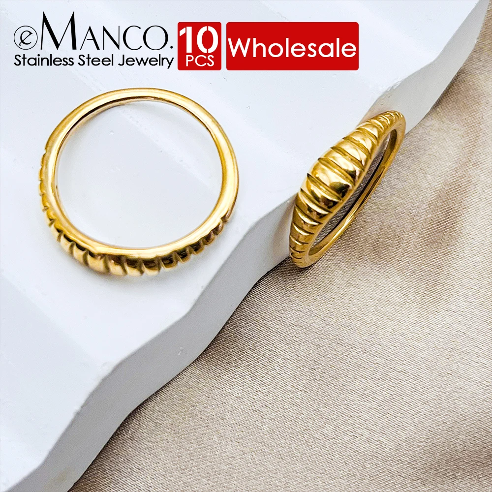 

EManco 10 шт. простой модный стиль круассаны гранулированное кольцо из нержавеющей стали классическое парное кольцо для женщин ювелирные изделия US5/6/7/8