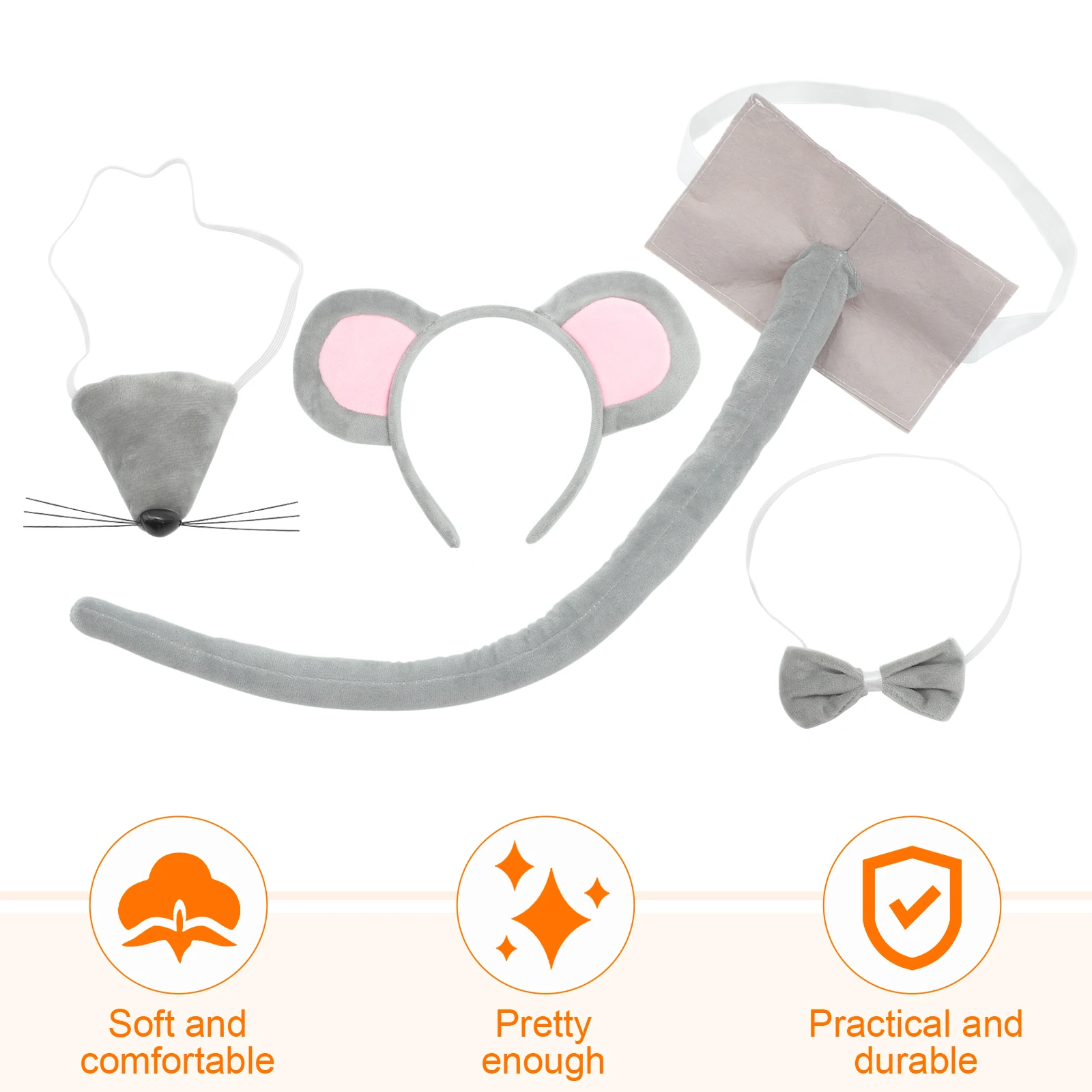 ชุดคอสตูมสัตว์สำหรับเด็กและผู้ใหญ่ ประกอบด้วยที่คาดผมหูหนู หาง โบว์ไท อุปกรณ์เสริมชุดแฟนซี สำหรับฮาโลวีนและคอสเพลย์