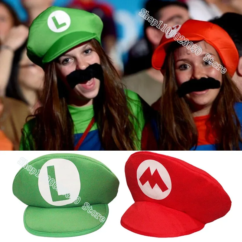 Super Mario Children Hat Peaked Cap Mario Bros Cosplay Prop Dress Up Supplies Hot Game Cute Caps Party Favors Kid Birthday Gift