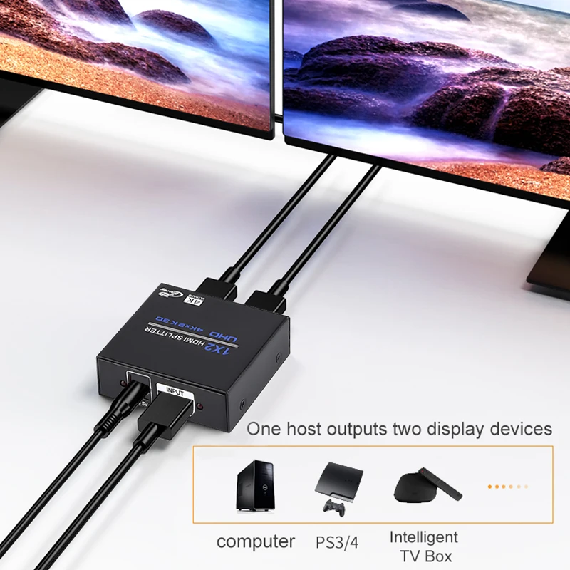 Imagem -03 - Switch Splitter 4k Compatível com Hdmi Switcher Compatível com Hdmi 1x2 1x4 em Saídas para Ps4 tv Box Adaptador de Comutador