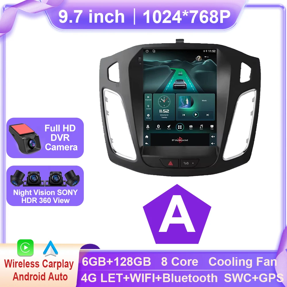 Android 15 Autoradio Voor Ford Focus MK3 2011-2019 Multimedia Video Player Navigatie GPS Stereo auto carplay 2din Nieuwe BT dvd