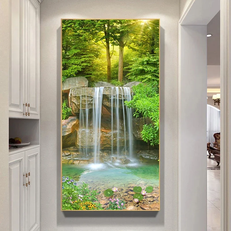 5D Diamond Painting Waterfall Pond DIY Full Diamond Embroidery Restaurant Office Bedroom Home Decor Art Diamond Cross Stitch Kit