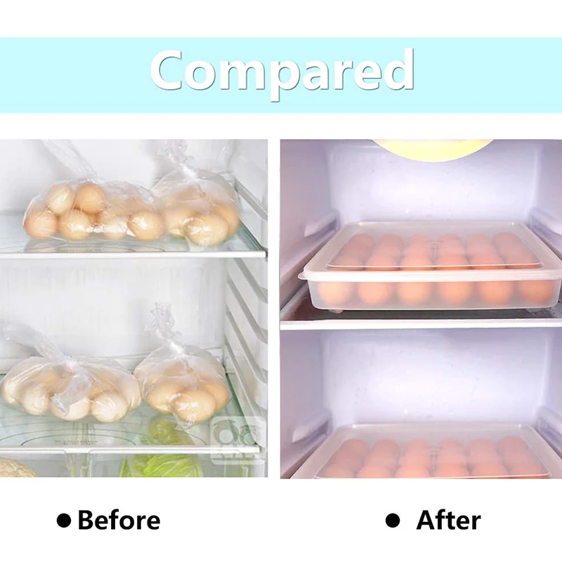 A67P-Egg Container, Refrigerator Deviled Egg Tray Carrier With Lid For 60 Eggs - Plastic Fridge Stackable Portable 2 Pack