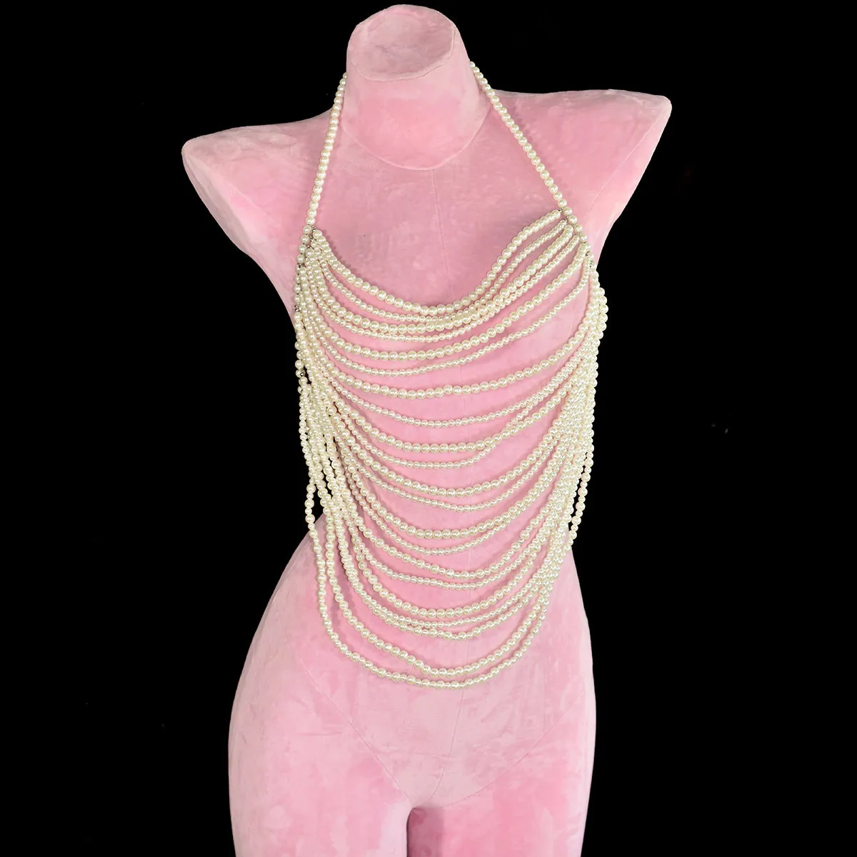 مثير الأزياء المنسوجة يدويا الخرز سيدة الجسم سلسلة شخصية متعدد الطبقات شنق الرقبة اللؤلؤ الصدرية سلسلة الشاطئ حزب بيكيني الملحقات