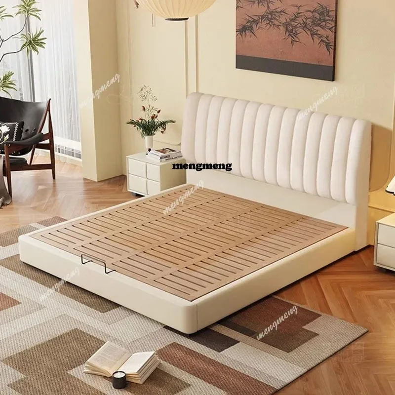 

Leather Electronic Bed Queen Size Wood Double Smart Bed Foldable Storage Space Somieres Y Marcos De Cama Bedroom Furniture