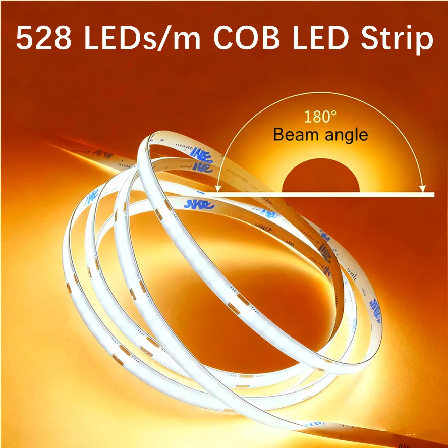 528 LEDs/m COB LED Strip Light 16.4ft High Density Flexible Tape Ribbon 3000 4000K 6000K RA90 Led Lights DC12V 24V lighting