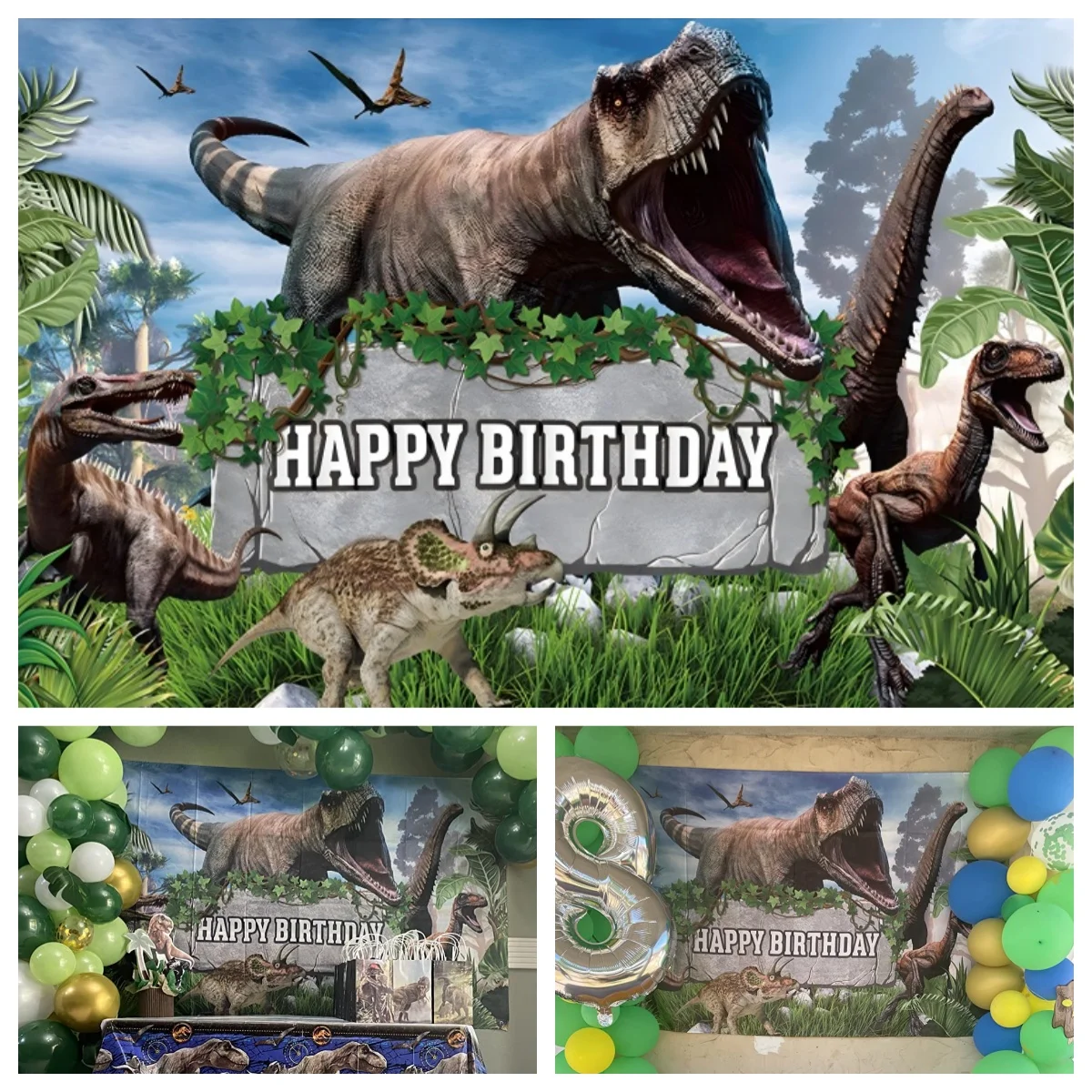 Dinosaurs Theme Backdrops Jurassic World Tropical Forest Jungle Safari Animals Boy Birthday Decorations Baby Shower Background