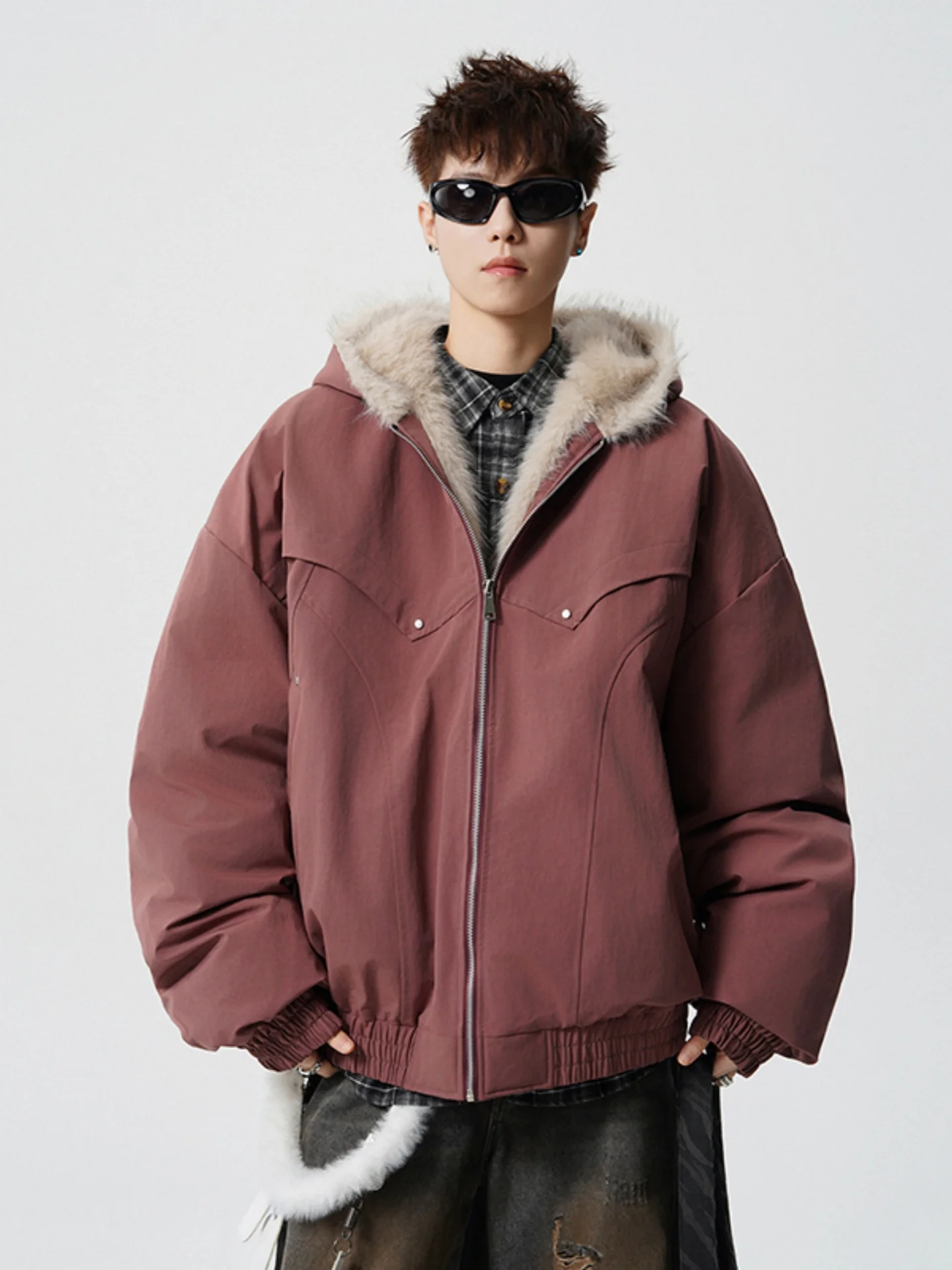 

Американская ретро-куртка с капюшоном из утолщенного хлопка, мужская зимняя теплая куртка свободного кроя с меховым воротником, повседневная модная брендовая модель, эксклюзивно онлайн