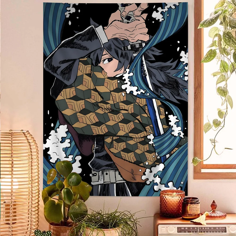 Demon Slayer Tomioka Giyuu Hanging Bohemian Tapestry Bohemian Wall Tapestries Mandala Cheap Hippie Wall Hanging