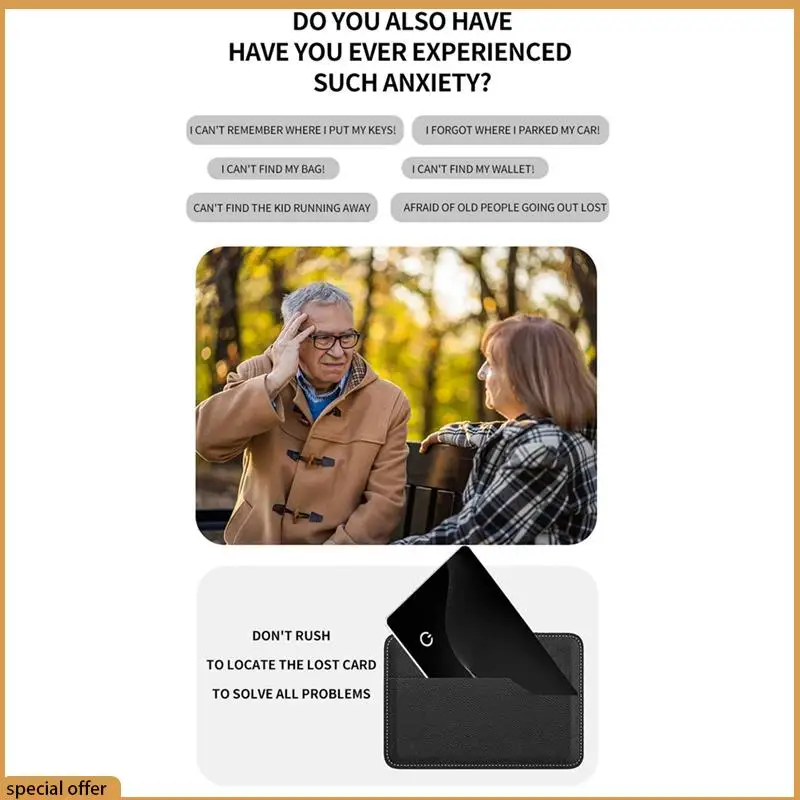 A68Z Anti-Loss Location Tracking Card GPS Locator Smart Tag Support Wireless Charging