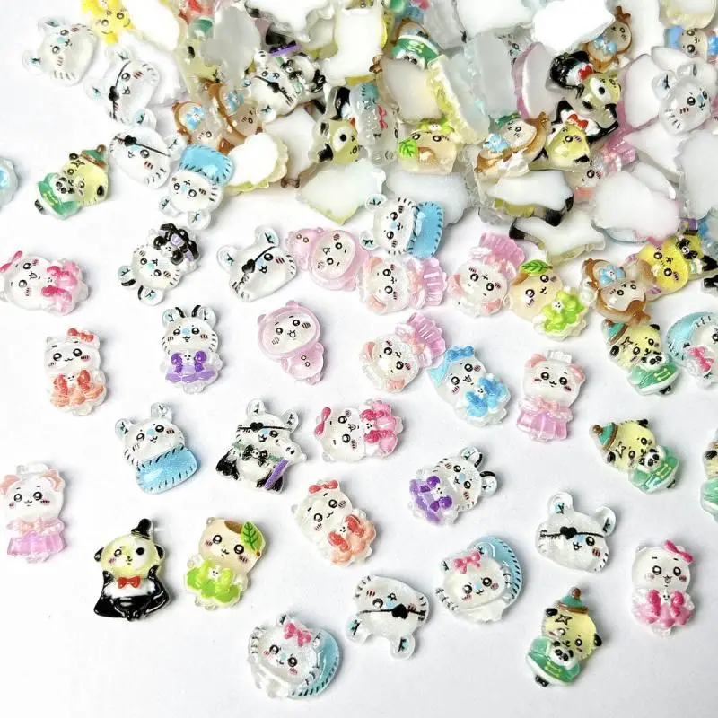 Translucent Cartoon Rabbit Mouse Resin Nail Charms Cute Monkey Cat Animals Hybrid Nail Art Accessories for DIY Phone Case Nails