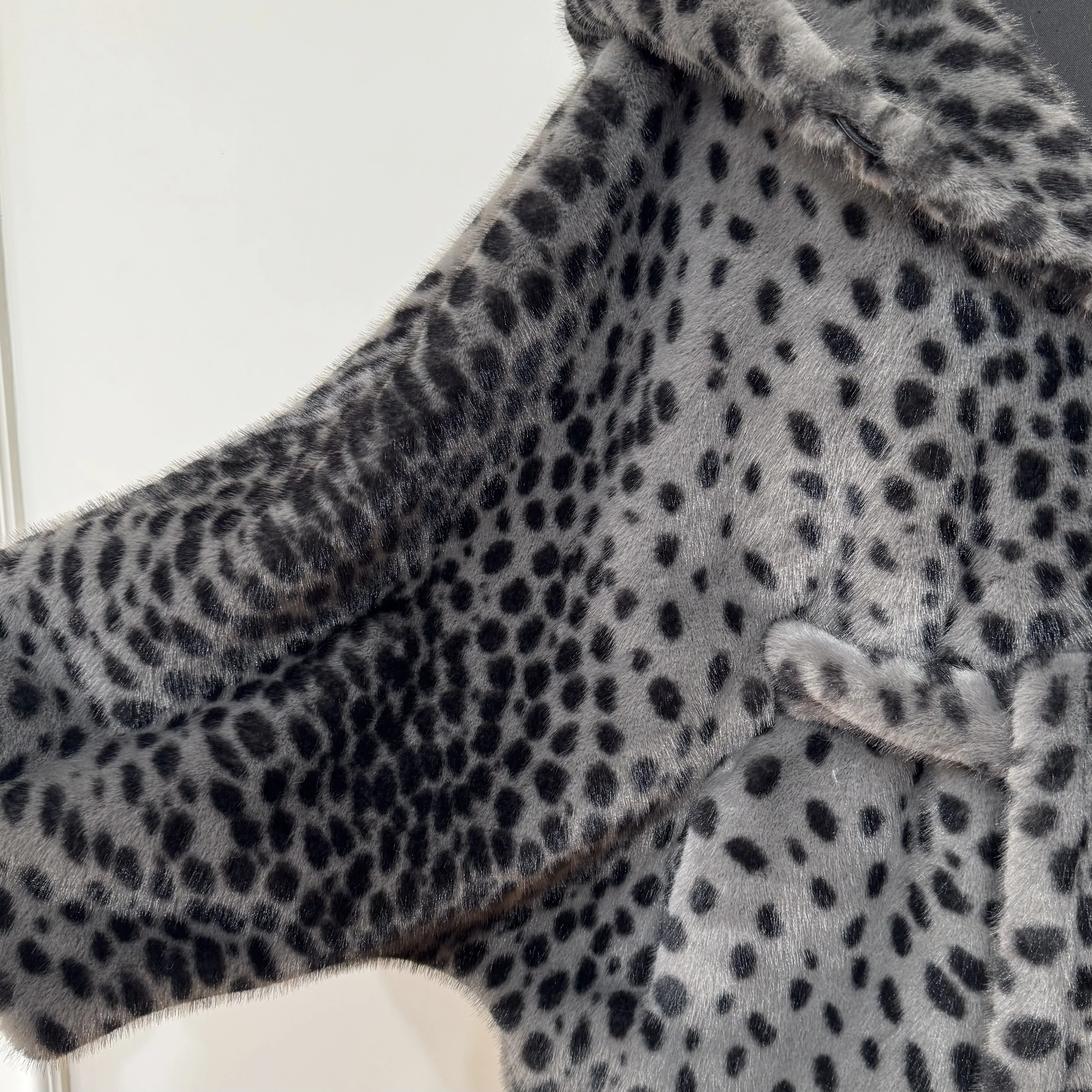 Bo cui Women's fashion short leopard temperament imitation fur coat Slim environmental mink hair warm luxury coat