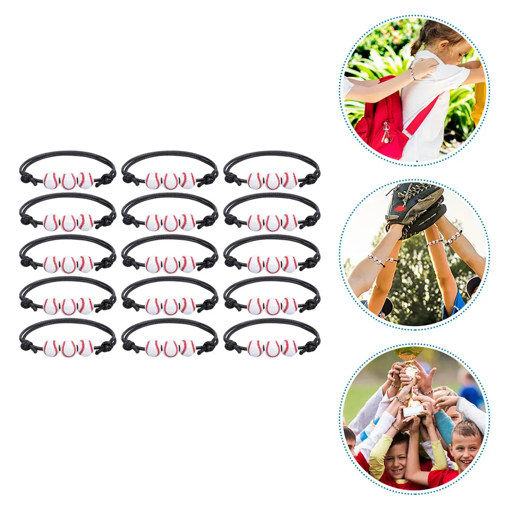 

15pcs Bracelet Sports Wristb Black Thread Decorative Baseball Bracelets Commemorative Gift Decorative Braided Fashion
