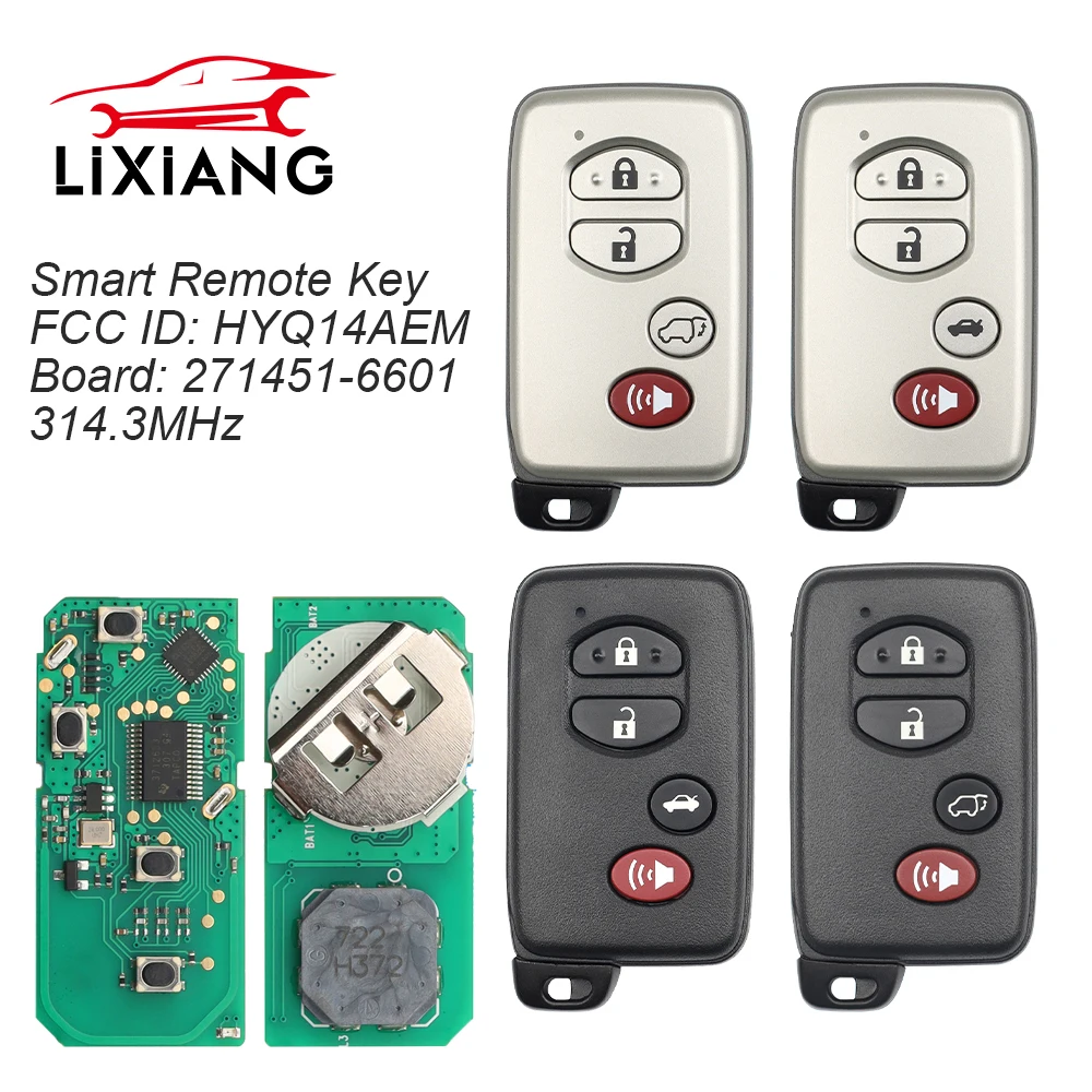 

LIXIANG HYQ14AEM 4D Chip 271451-6601 Smart Remote Car Key With 4 Buttons for Toyota Avalon Corolla Camry 2009 -2014