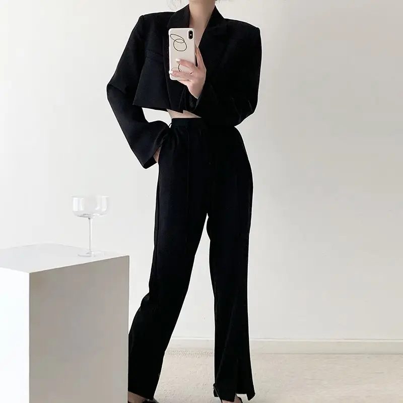 

Короткий блейзер Mujer, однотонный весенне-осенний корейский модный женский пиджак с высокой талией, винтажный элегантный Chaqueta