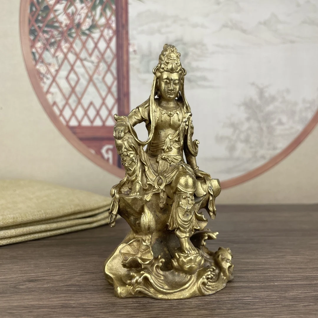 Guanyin Buddha Statue Metal Statue Approximately 6.5cm in length, 4.5cm in width, 11.6cm in height, and 366g in weight