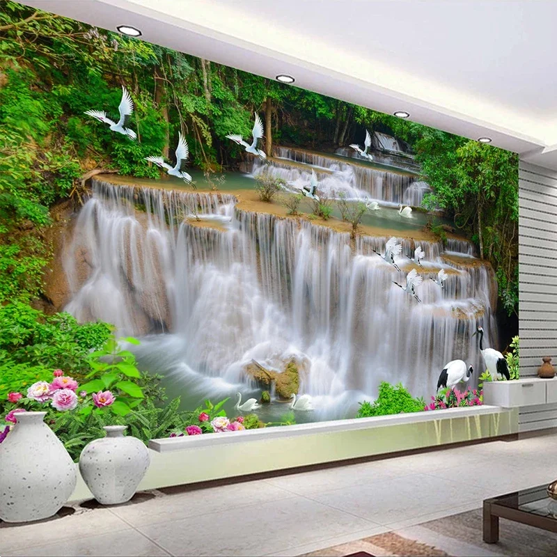 

Custom 3D Photo Wallpaper Waterfall Nature Scenery Waterproof Mural Canvas for Living Room Bedroom Background Wall Decoration