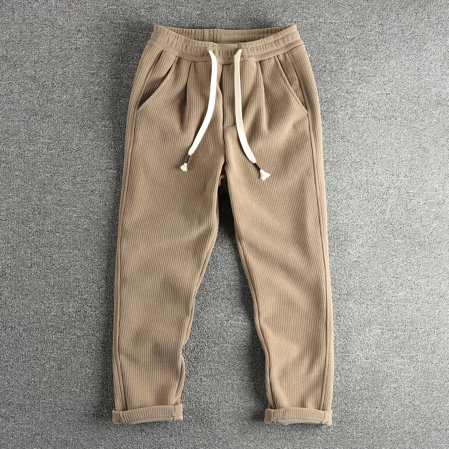 Heavy pile and thick corduroy knit casual pants men's loose straight leg pants