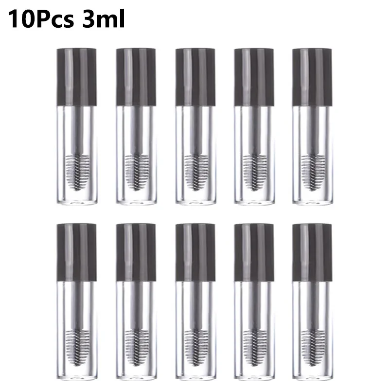 

10Pcs 3ml Clear Mascara Tubes Cosmetic Empty Beauty Sample Bottles With Eyelash Brush Leakproof Liquid Eyelash Cream Containers