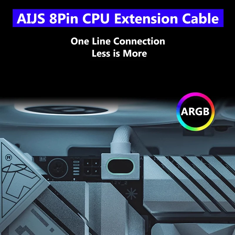 

AIJS 8Pin CPU Computer Power Extension Cable With ARGB Divine Light Synchronization 30cm One-wire Connection Extension Cable