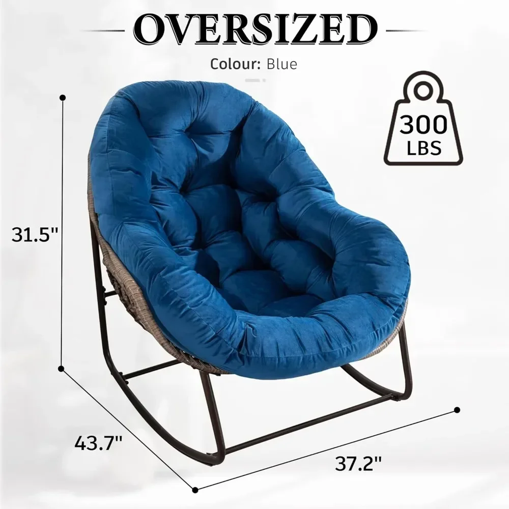 大型屋内屋外ロッキングチェア、快適な籐の卵椅子ラウンジ、屋外ポーチ、パティオ、裏庭バルコニー用