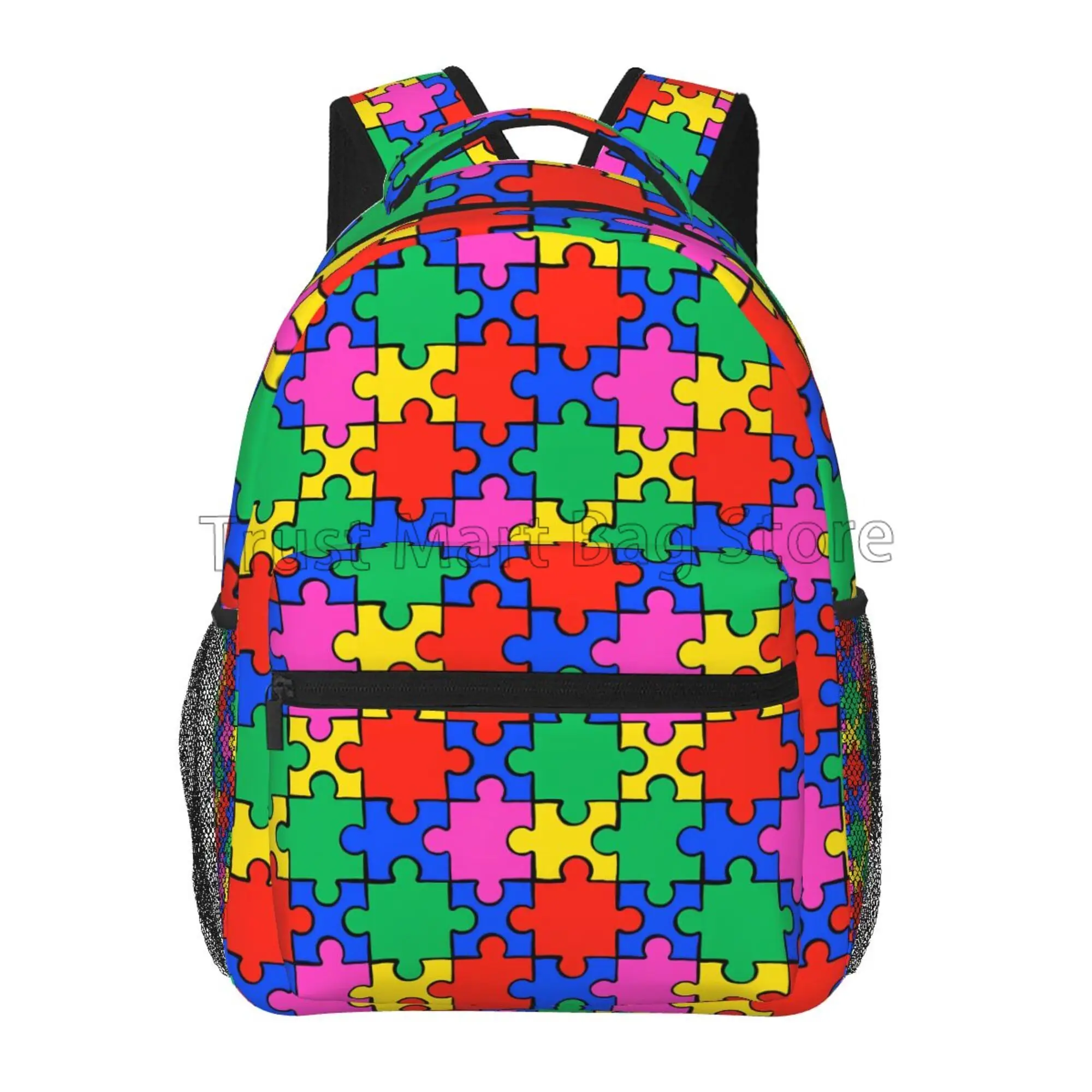 

Autism Awareness Colorful Puzzle Piece Laptop Backpacks Casual Travel School Bookbag Cute Toddler Backpack for Boys Girls Adults