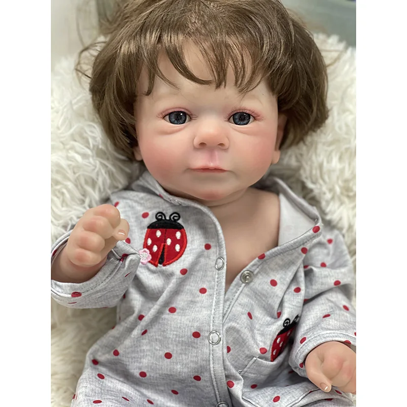 49CM Full Body Already Painted  Reborn Baby Doll Felicia Same as Picture Lifelike Soft Touch3D Skin Hand-Root Hair Visible