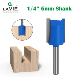 LAVIE 1PC 6mm or 6.35mm Shank Double Flute Straight Bit Milling Cutter for Wood Tungsten Carbide Router Bit Woodwork Tool