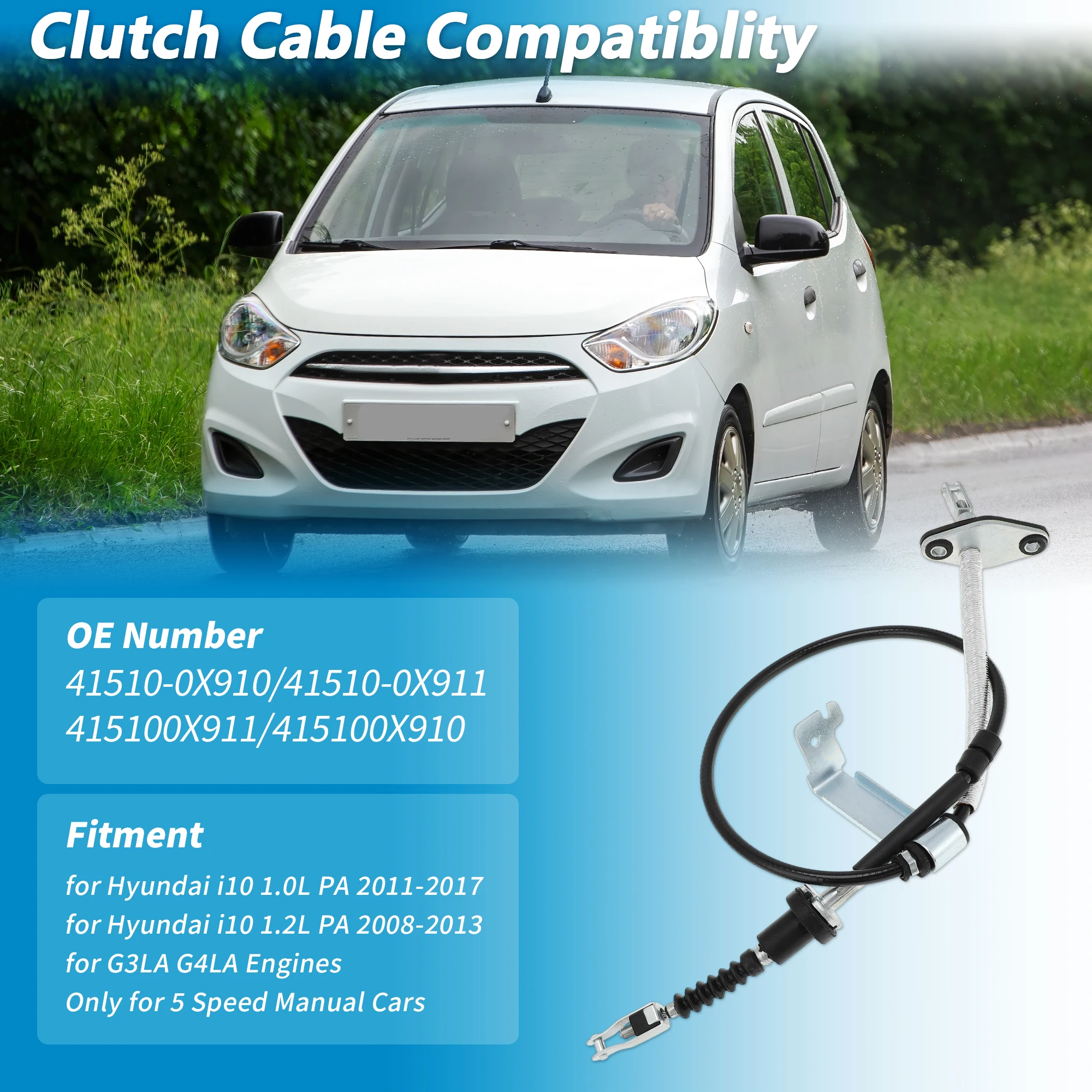 

UXCELL No 41510-0X910 Трос сцепления для Hyundai i10 1.0L 1.2L PA для двигателей G3LA G4LA