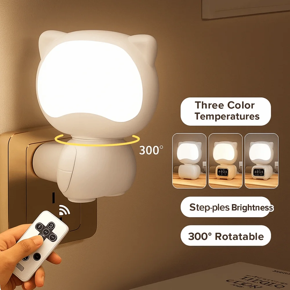 

3 Color Remote Control Night Light Eye Protection Timer Function Nursing Lamp Dimming Remote Control Rechargeable Night Light