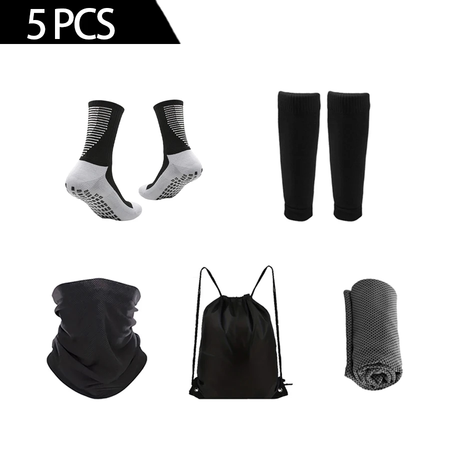 

5PCS Set Cycling Socks Calf Socks Drawstring Bag Quick Drying Towel Sweat Absorbing Scarf Sporty Breathable Socks