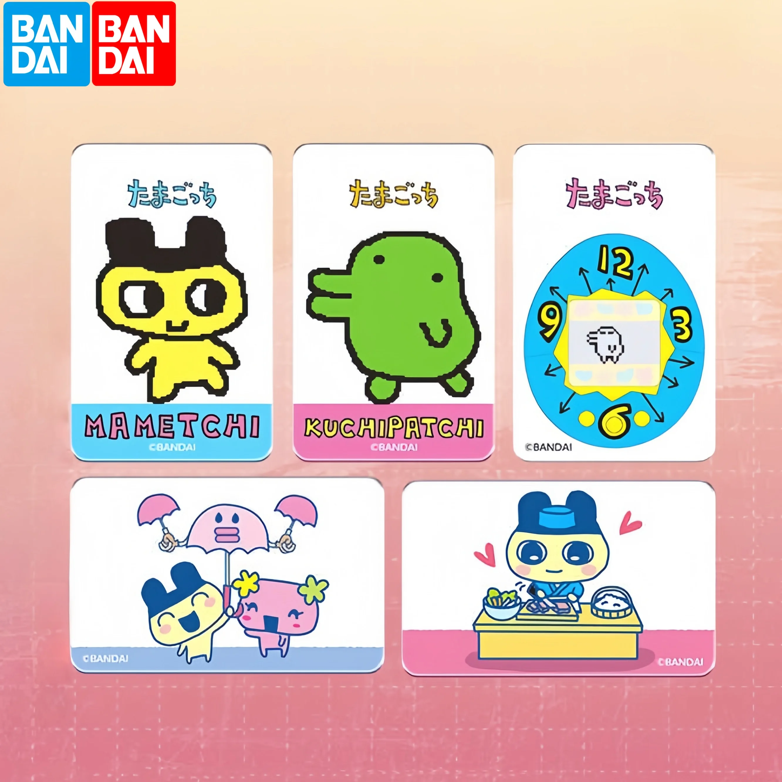 

Cartoon Tamagotchi Mametchi Grating Card Badge Moving 3d Card Transparent Card Color Change Sticker Dynamic Card Decoration Toy