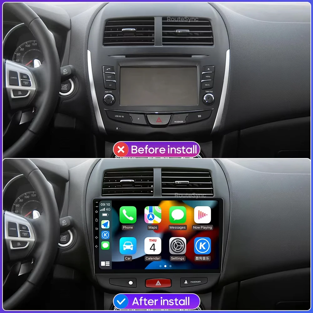 For Mitsubishi ASX 2010-2014 2015 2016 Car Radio Carplay GPS Navigation Screen Android Auto 5G Wifi Stereo Bluetooth Unit