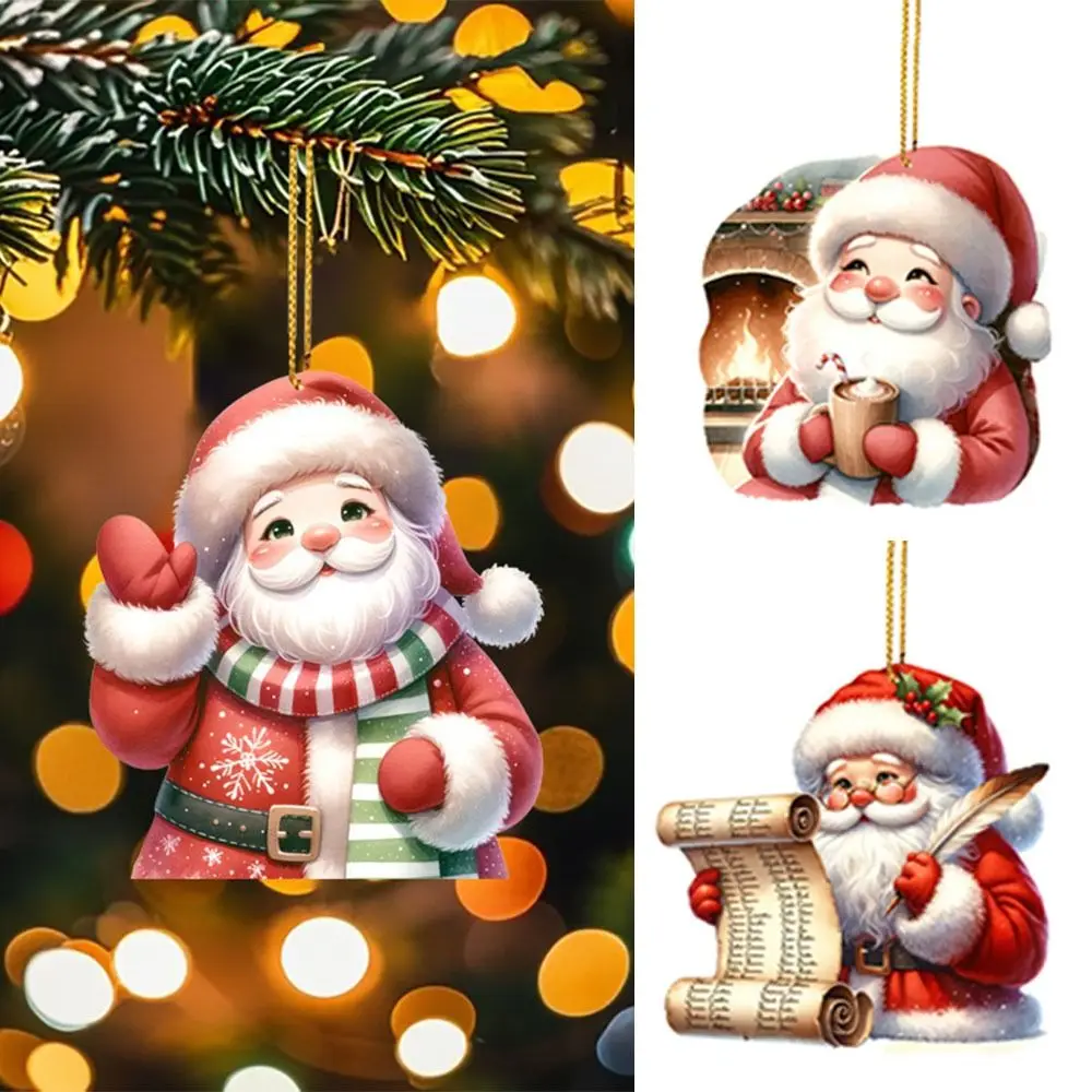 Leuke 2D Mini Kerstman Oude Man Acryl Kerst Hangende Cartoon Hangende Accessoires Thuis