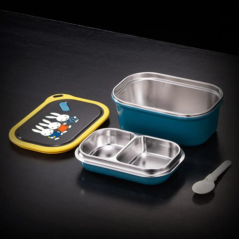 Miffy Rose Red Bento Box With Compartments Rabbit Pattern Stainless Steel Liner Leakproof Food Container With Spoon