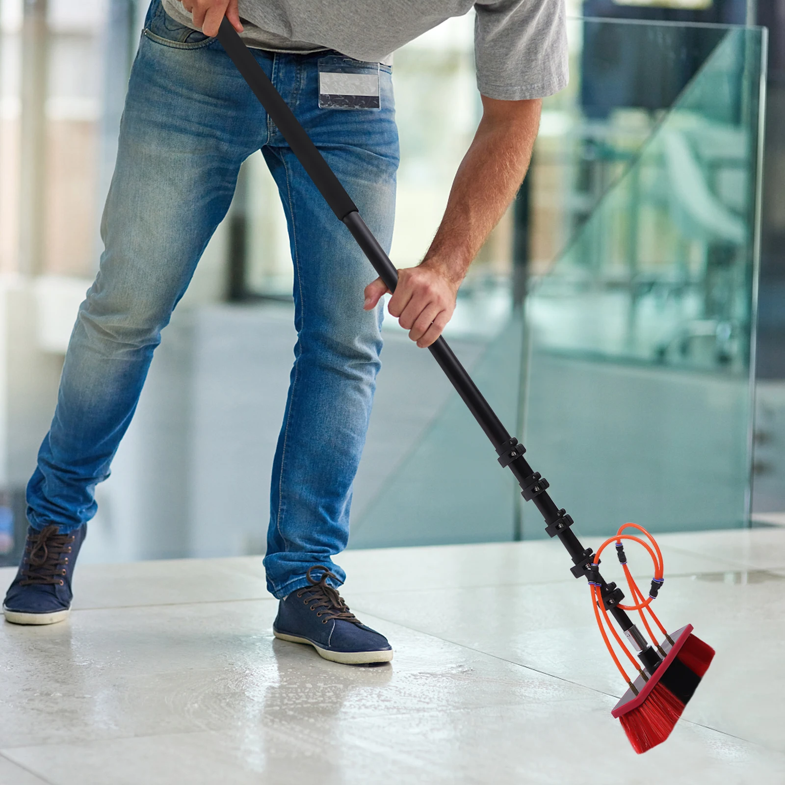 فرشاة مياه مع عمود تلسكوبي، خرطوم 65 قدم، مجموعة فرشاة مياه لتنظيف السيارة/النافذة/السقف، نظام تنظيف تلسكوبي #3