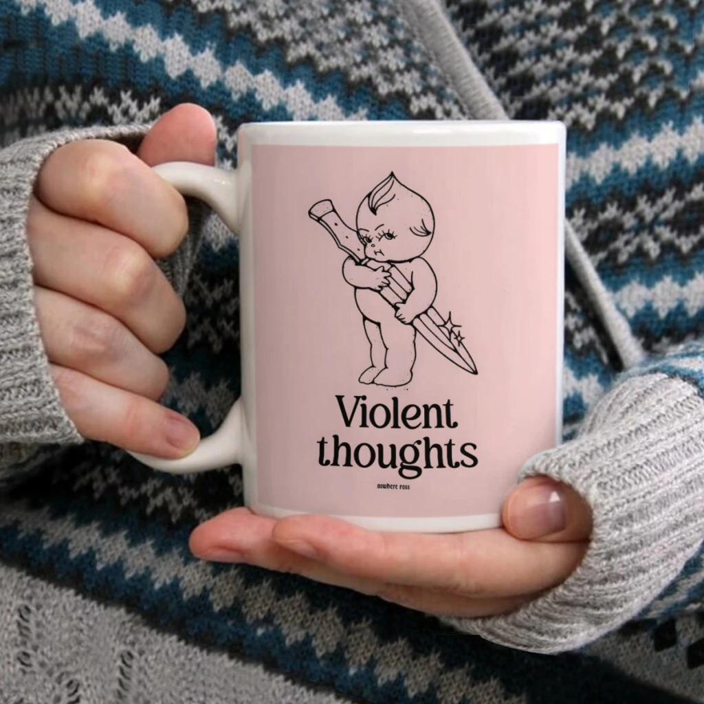 

Violent ThoughtsCoffee Mug Tea Cup 11oz Coffee Cup Funny Birthday Ceramic Mug Personalized Cup