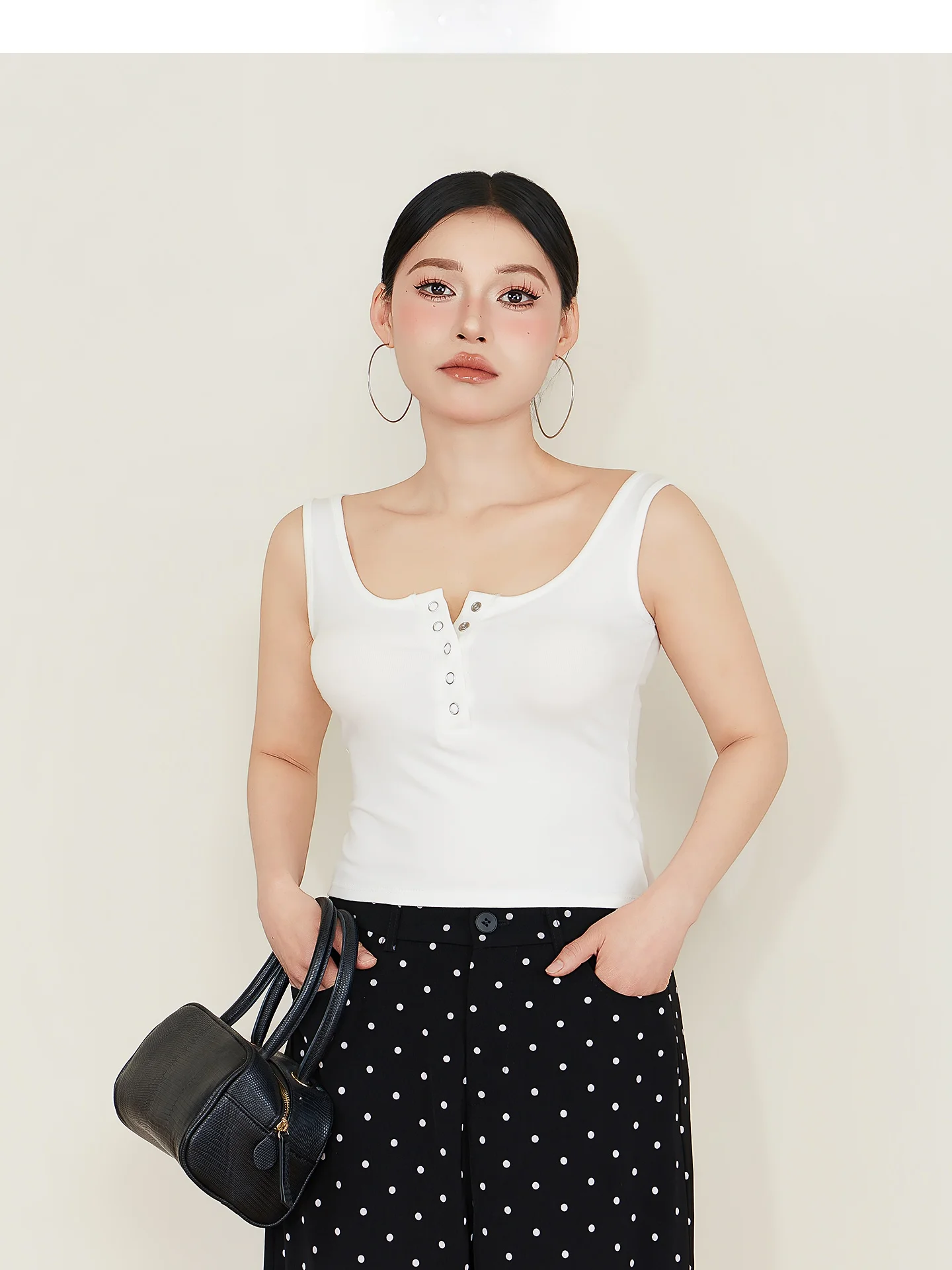 

White Vest Women Summer New plus Size Slimming Sleeveless Outdoor Workwear Cross Back Top Korean Style round Neck Short Cut