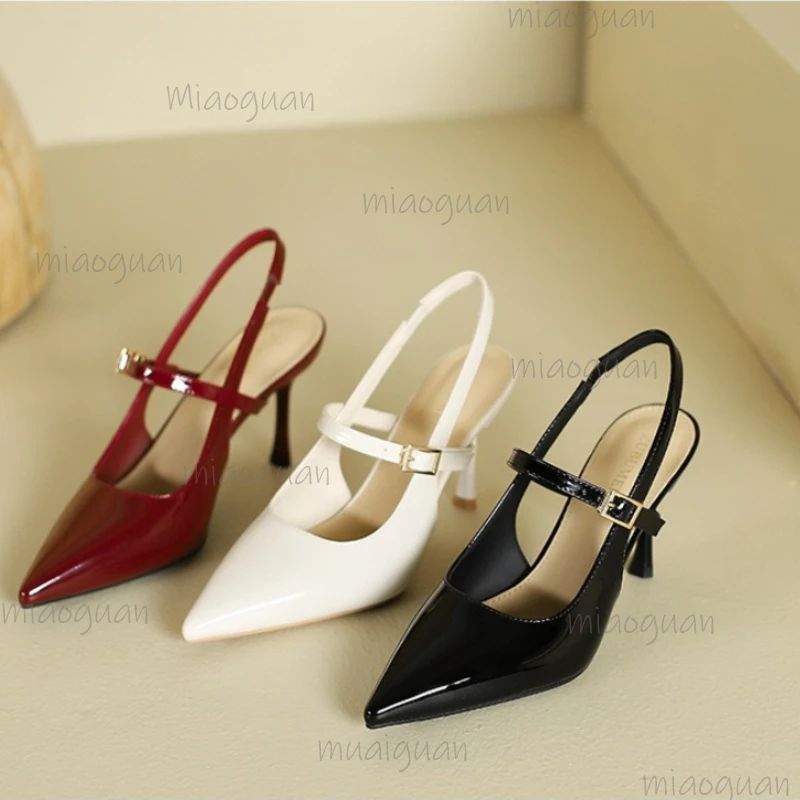 

Pointed Toe Shallow Mouth Non-slip High Heels Women's Sandals Stiletto Strap Versatile Back Empty Wrapped Toe Shoes Heeled Pumps