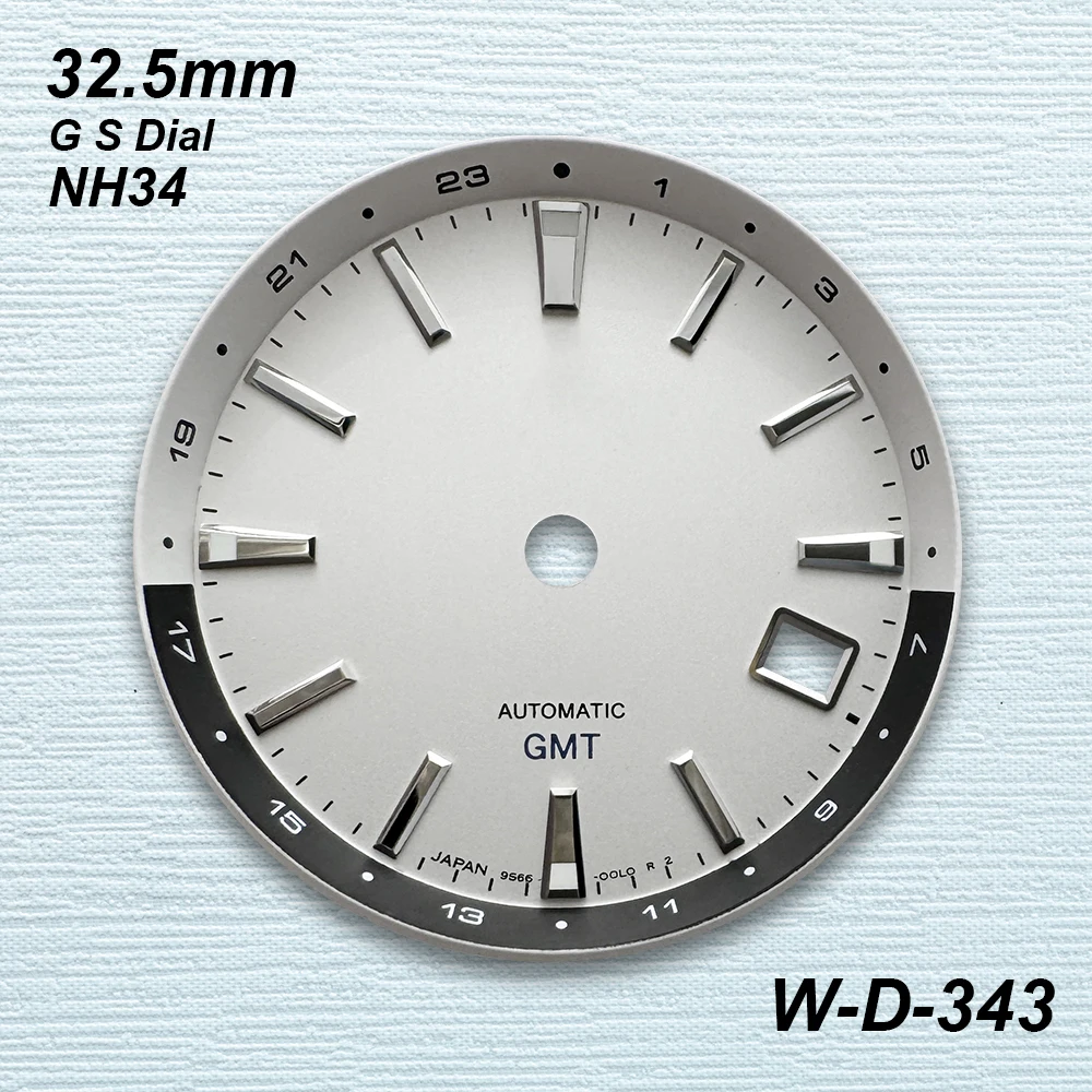 32.5 mm G S Logo GMT Dial Fit NH34 Japanese Movement Green Luminous High-Quality Watch Modified Accessories