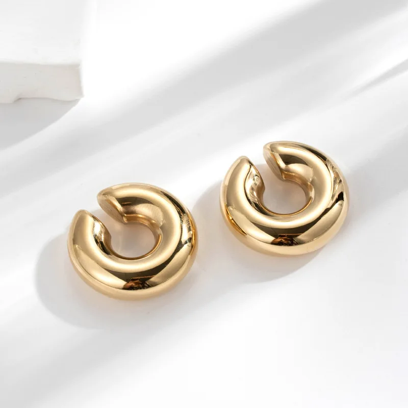 2024 Punk Non Piercing Gold Color Chunky Ear Cuff Unisex Bold Statement Thick Cartilage Cuff Earrings Jewelry Gifts