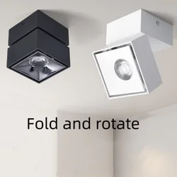 Surface mounted downlight anti-glare folding 360° rotating AC85-265V bedroom living room lighting spotlights