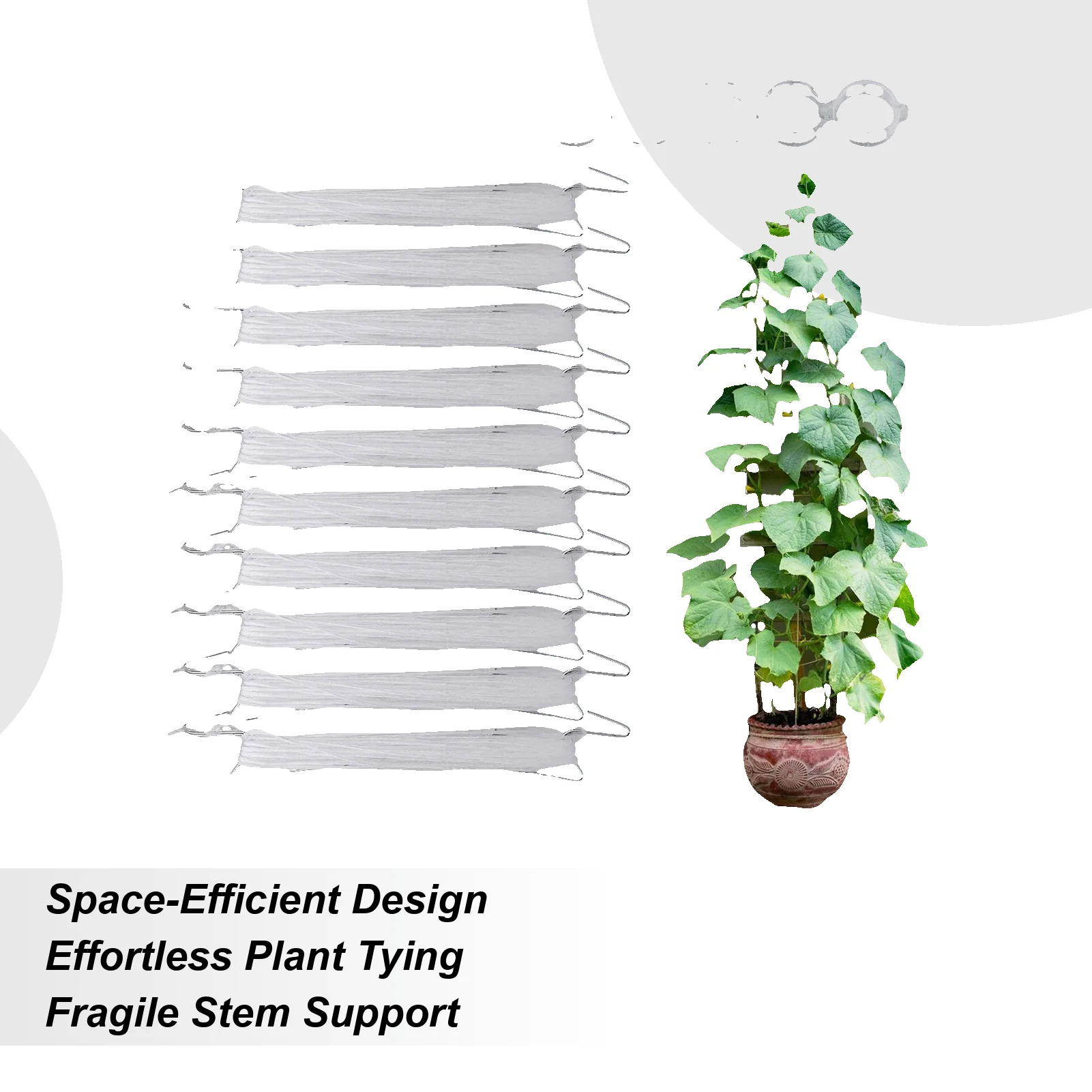 

Крючки для помидоров с веревкой, 10 шт., многоразовые сверхпрочные крючки для овощей, зажимы для растений со шпателем 33 фута для овощных растений, цветов