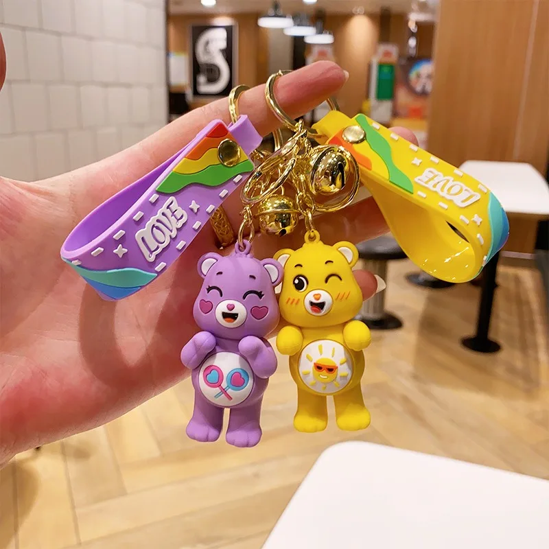 Porte-clés série poupée ours d'amour de dessin animé mignon, sac à dos de couple à la mode, pendentif décoratif, porte-clés de voiture exquis