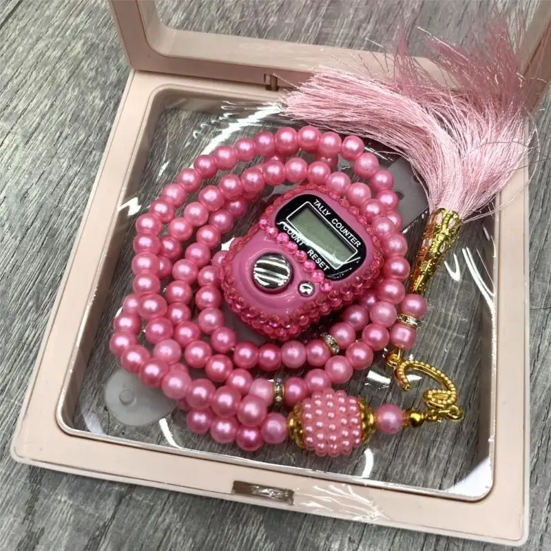 Y3NE 99-Prayer Tasbih Beads Rosary Beads with Counter Tasbih Prayer Beads Wrap Bracelets Necklace Eid Prayer Beads for Adult