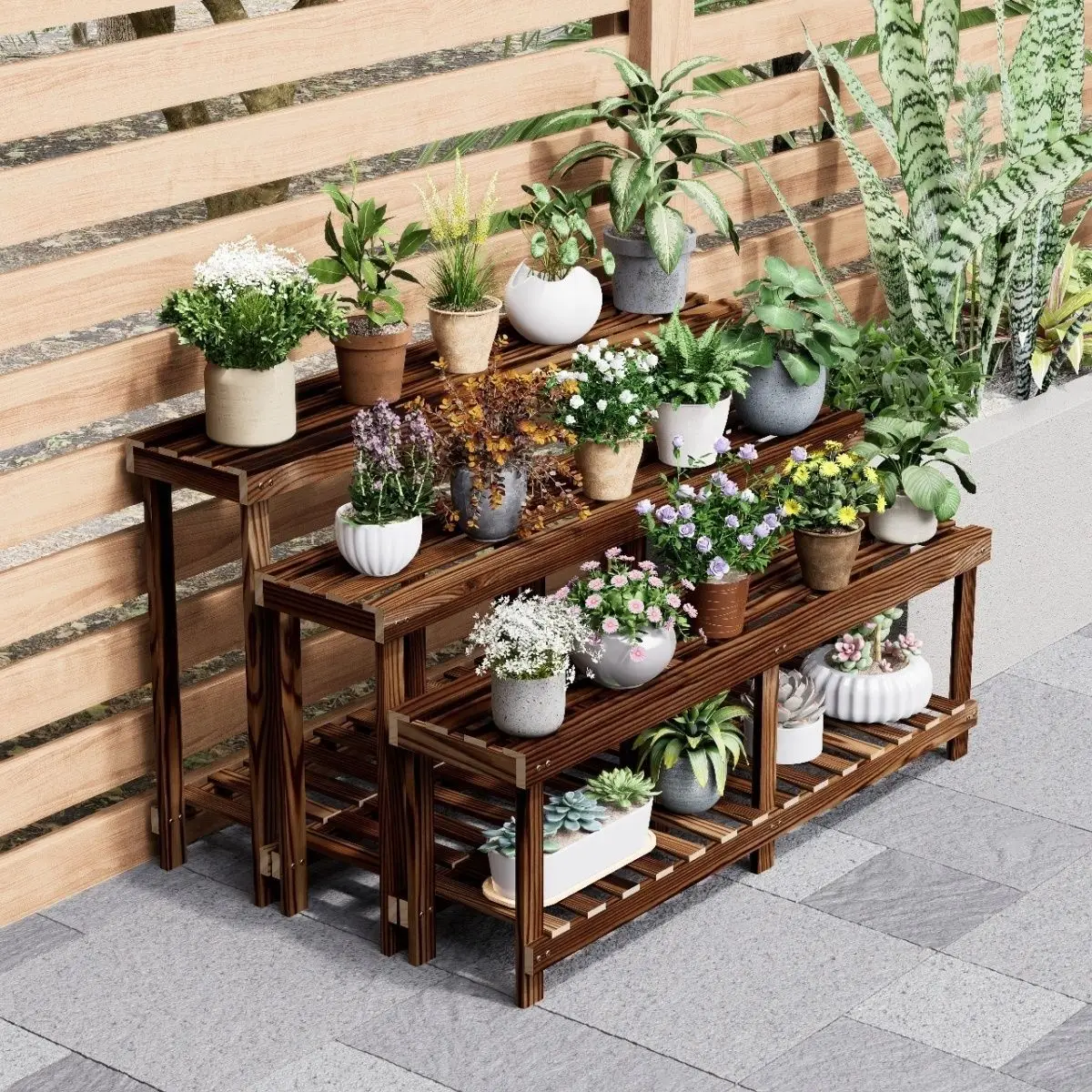 Wholesale flower rack indoor outdoor succulent flower stand single layer   anti-corrosion potted plant shelf pothos