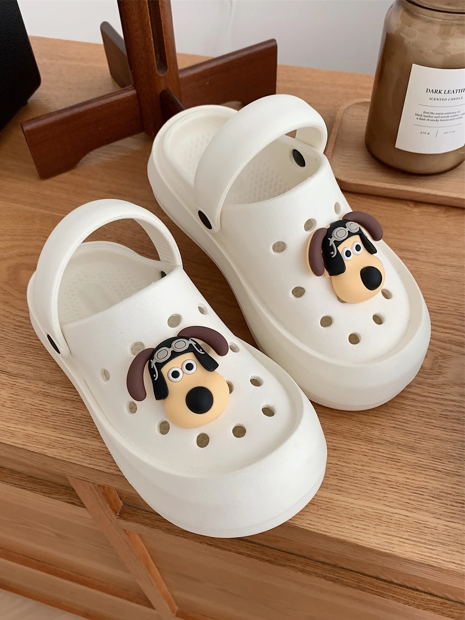 Women EVA Outdoor Garden Sandals Shoes Anti Slip Casual Cute Hole Shoes Summer Funny Dog Cool Slippers For Women
