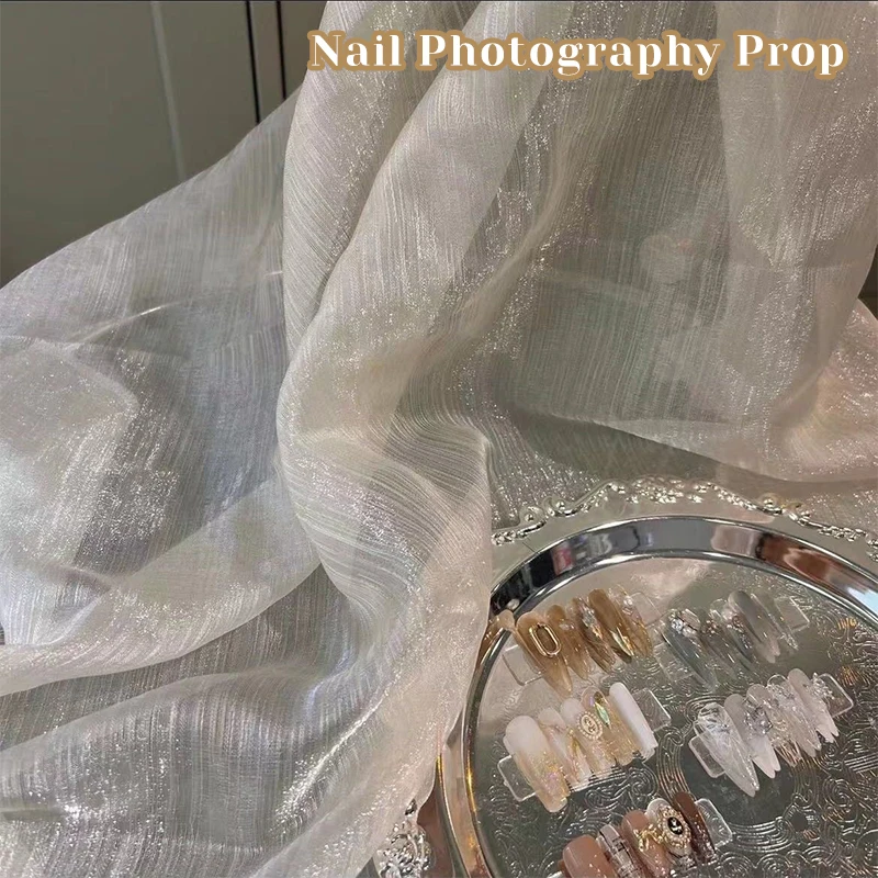 Nail Photography Prop Aurora Flowing Gold Wrinkled Yarn Handheld Decoration Shooting Background Fabric Fritillaria Prop